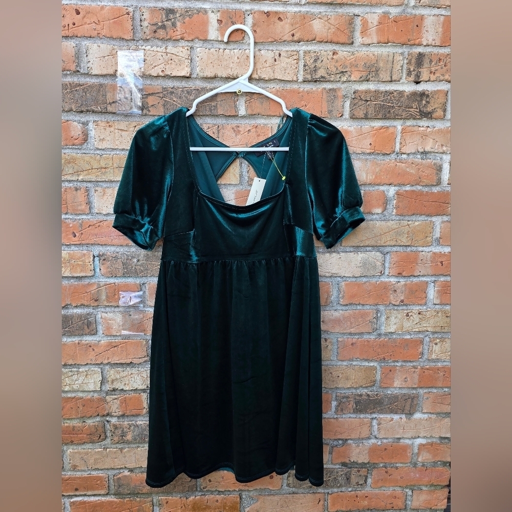 Francesca's Collections HUNTER GREEN Mini Dress